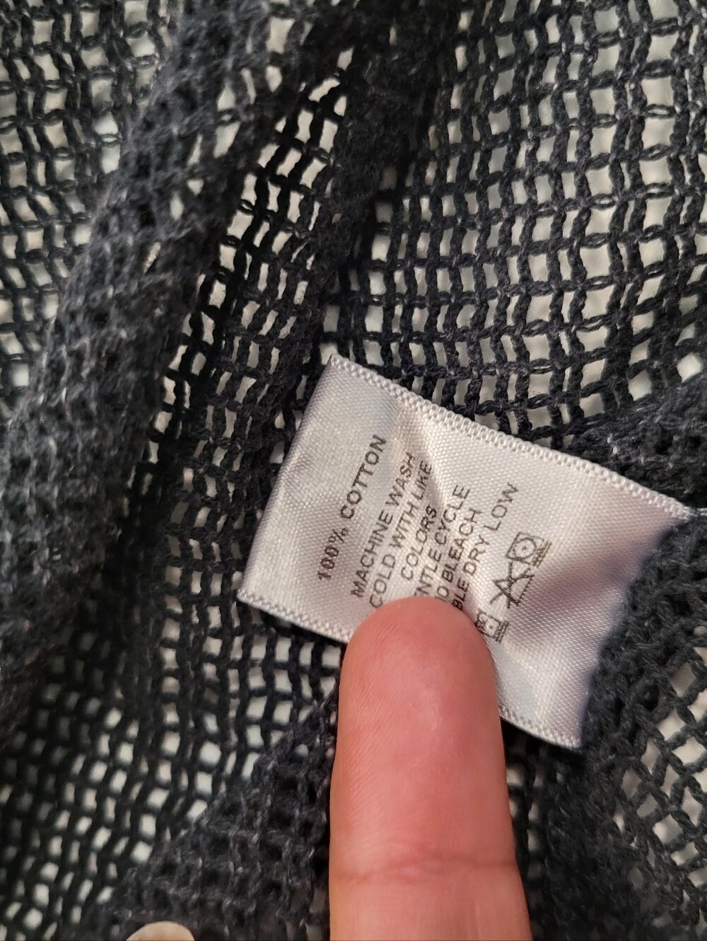Jess & Jane Mineral Wash Charcoal Cotton Mesh Button Front Lagenlook Cardigan - Picture 5 of 8